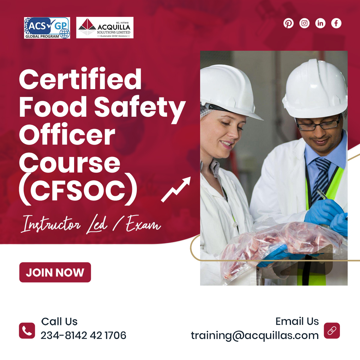 Certified Food Safety Officer Course CFSOC - Certified Food Safety Officer Course (CFSOC) - Food Safety - Acquilla Solutions Limited (ASL)
