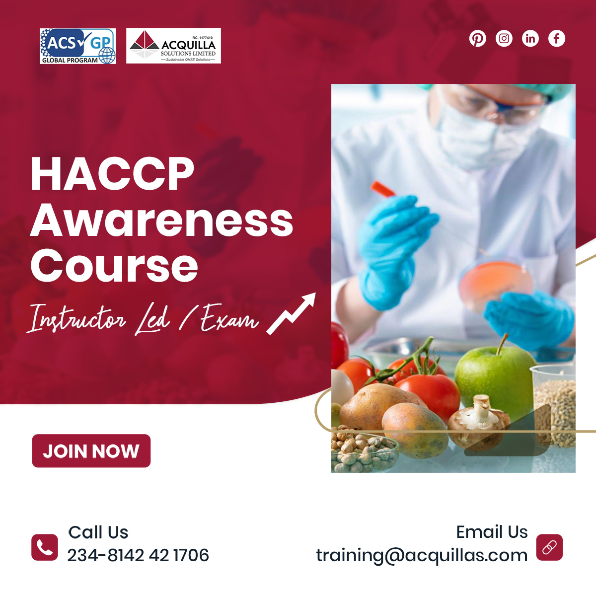 HACCP Awareness Course - HACCP Awareness Course - Food Safety - Acquilla Solutions Limited (ASL)