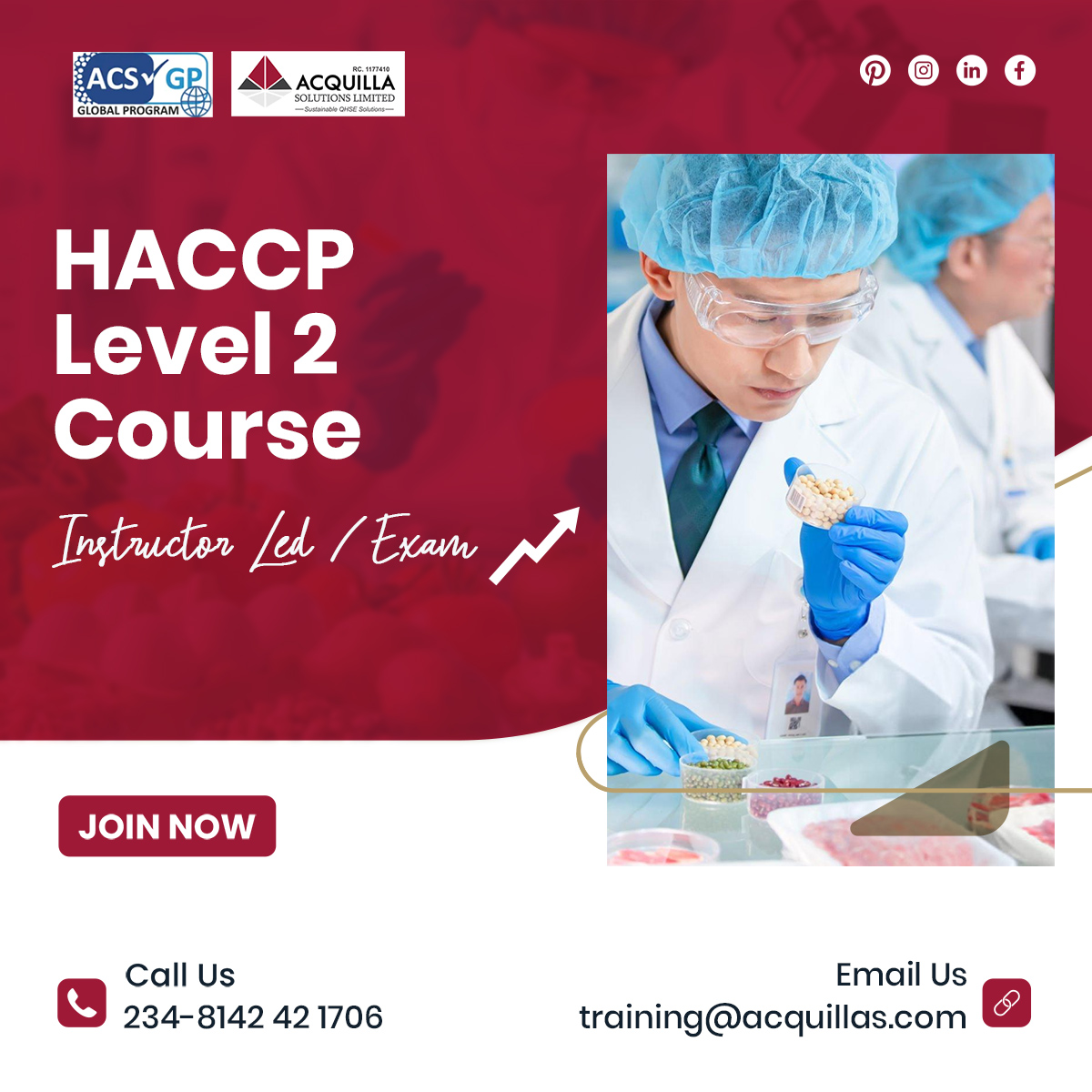 HACCP Level 2 Course - HACCP Level 2 Course (must have completed HACCP level 1) - Food Safety - Acquilla Solutions Limited (ASL)