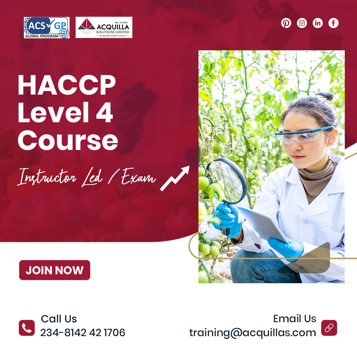 HACCP Level 4 Course - HACCP Level 4 Course (must have completed HACCP level 3) - Food Safety - Acquilla Solutions Limited (ASL)