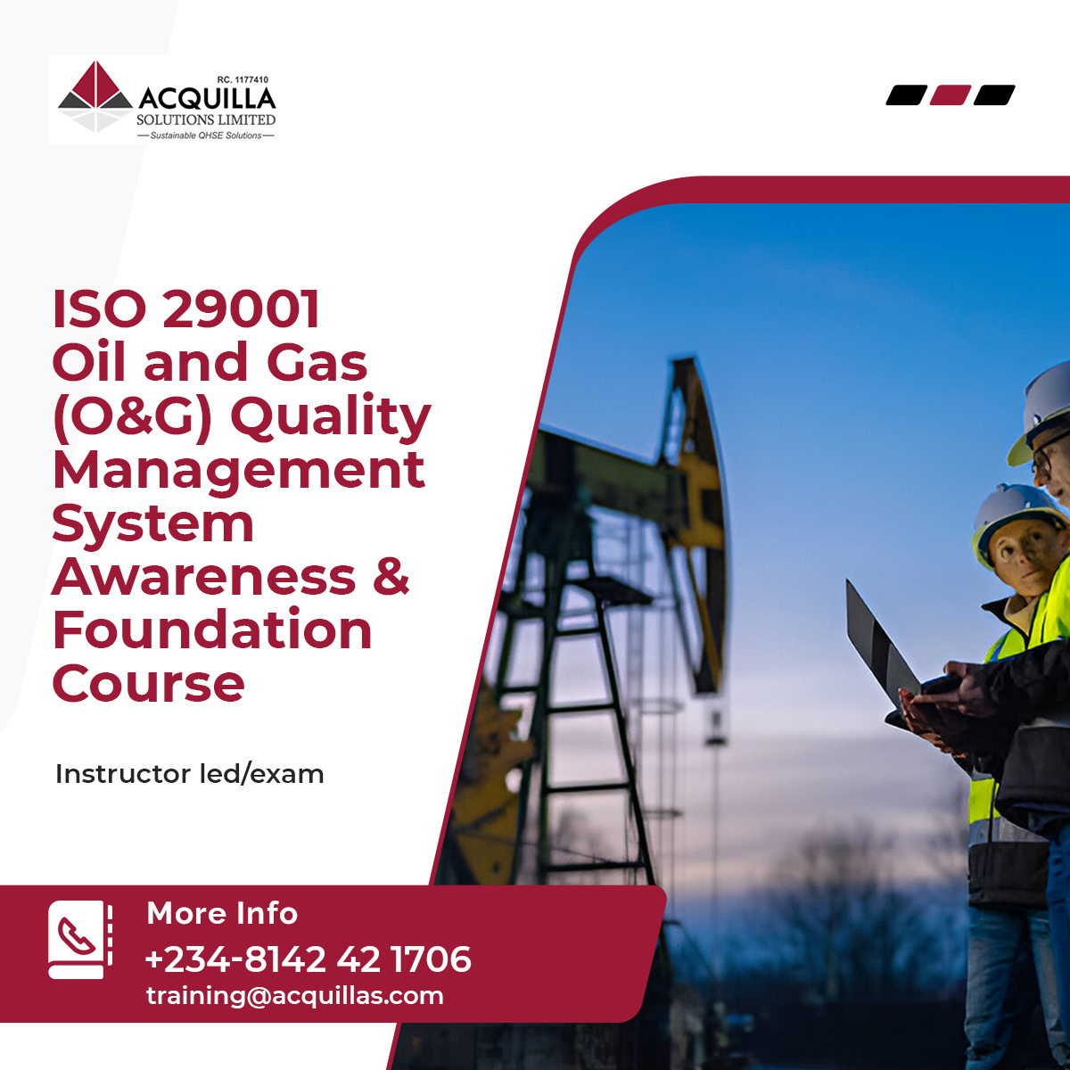 ISO 29001 Oil and Gas OG Quality Management System Awareness Foundation Course - ISO 29001 Oil and Gas (O&G) Quality Management System Awareness/Foundation Course - ISO Awareness / Foundation Courses - Acquilla Solutions Limited (ASL)