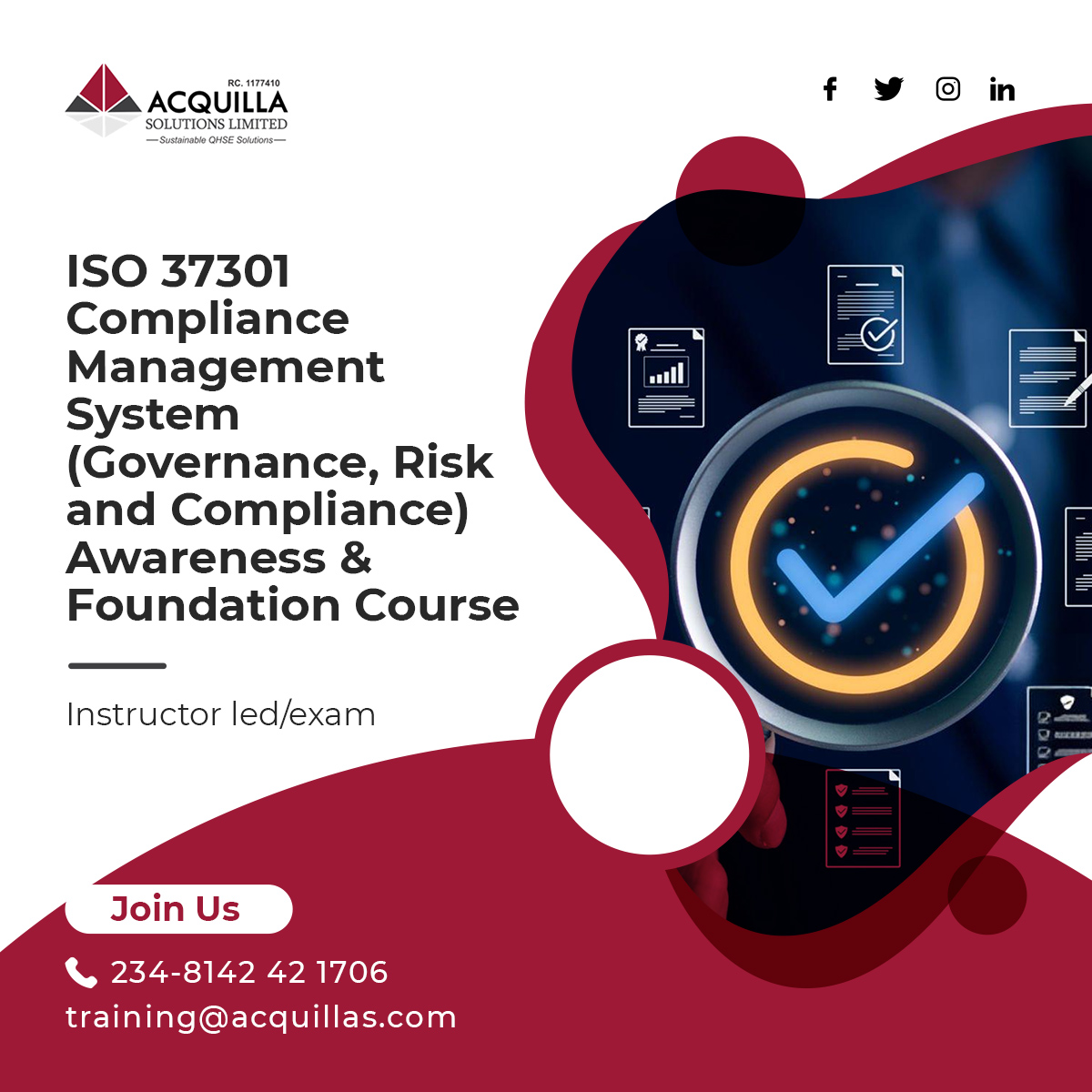 ISO 37301 Compliance Management System Governance Risk and Compliance Awareness Foundation Course - ISO 37301 Compliance Management System (Governance, Risk and Compliance) Awareness/Foundation Course - Environment, Social & Governance - Acquilla Solutions Limited (ASL)